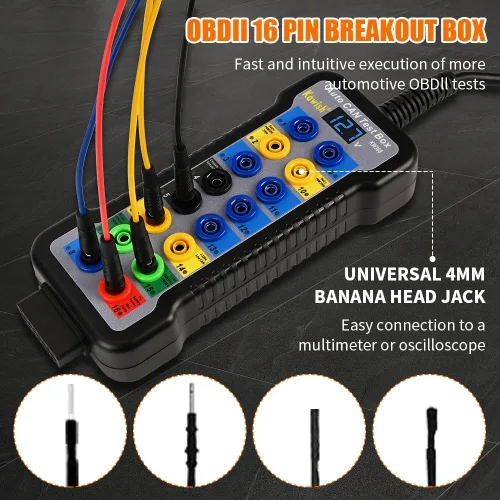 Vista 5 de Caja de ruptura OBD2 con indicador de luz LED, caja de ruptura OBDII profesional de 16 pines, herramienta de prueba de diagnóstico eléctrico