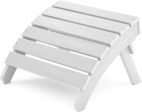 Vista 15 de MXIMU Taburete otomano plegable Adirondack para exteriores: Taburete de plástico HIPS para patio, fácil montaje, reposapiés para todo tipo de clima