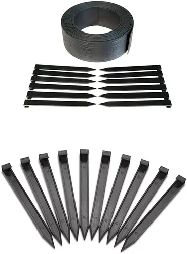 Vista 10 de EasyFlex Borde compuesto para excavar paisaje con estacas de anclaje, borde superior recto de 4.5 pulgadas, borde de borde de jardín, kit de 20 Negro