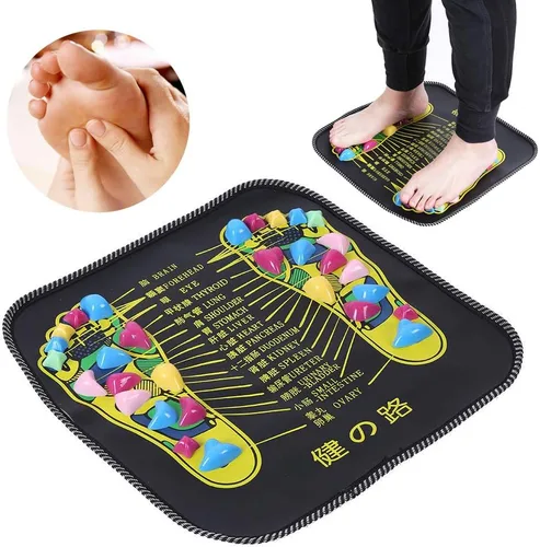 Vista 2 de Estera de masaje de pies,Esteras de acupresión para pies,Reflexología Walk Stone Road Foot Massage Black para aliviar el dolor