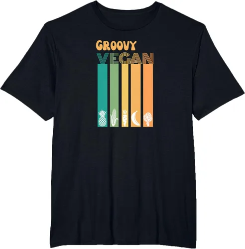 Vista 44 de Groovy Vegan Retro Vintage Cool Veggies 70 80 Flower Power Camiseta, Negro