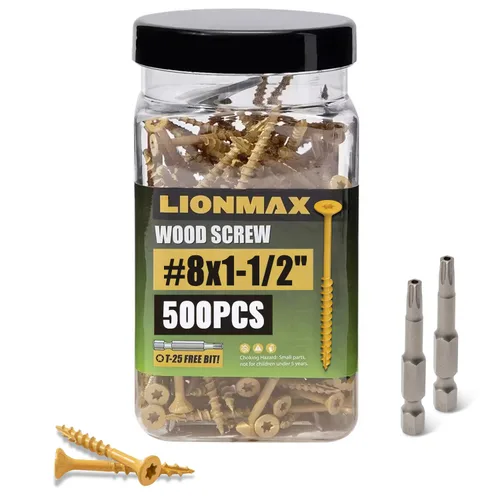 Vista 19 de LIONMAX Tornillos para Terraza de 1 Pulgada, Tornillos para Madera #8 x 1, 300 PCS, Resistentes al Óxido, Revestimiento Epoxi Exterior, Tornillos