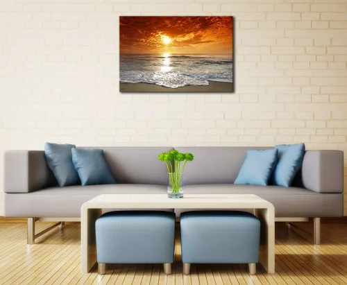 Vista 3 de Wieco Art - Paisaje moderno marino, arte expandido, impresiones marinas con marco, fotos del mar, pinturas sobre tela, arte para pared, para la sala