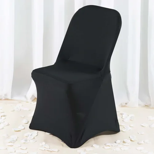 Vista 8 de Efavormart - Funda para silla de banquete de elastano negro con bolsillos para pies