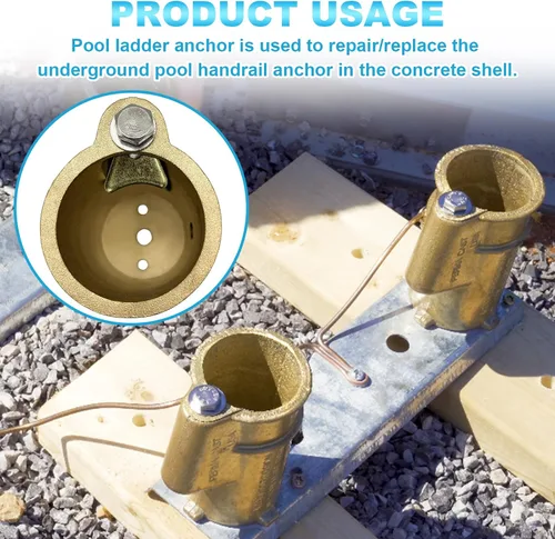 Vista 7 de Anclajes de escalera de piscina, PW Perma-Socket Wedge Assy para anclajes estilo Hanover - Bronce con perno, piezas de escalera de piscina se adapta