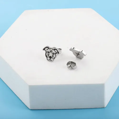 Vista 4 de Lywjyb Birdgot Aretes de perro American Pitbull Pitbull Pitbull, regalo para mujeres y novias