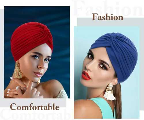 Vista 4 de 6 turbantes para mujer suave turbante plisado