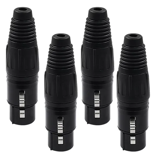 Vista 5 de Hordion Adaptador de enchufe de micrófono de conector hembra XLR de 4 pines, conector de micrófono, conector de cable XLR, reemplazo de enchufe