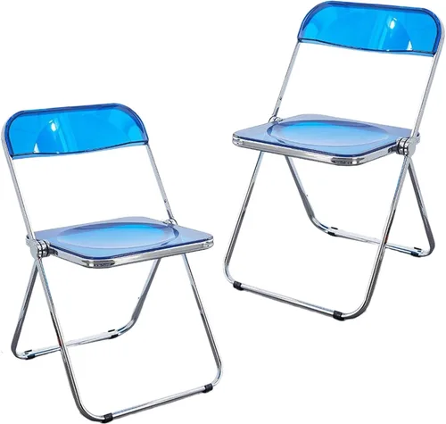 Vista 11 de 2 Pcs Stackable Folding Chair, Modern Transparent Acrylic Foldable Chair, Electroplating Frame, Party Chairs for Office Wedding Training(Black)