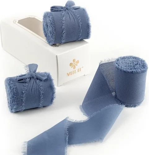 Vista 24 de MEEDEE Cinta de gasa negra de 2 pulgadas con flecos, cintas de gasa deshilachadas negras para manualidades, cinta de gasa de seda para envolver Negro