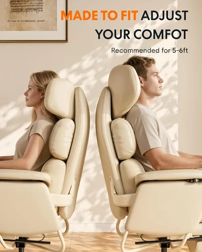 Vista 7 de FLEXISPOT HC4-Pro - Silla de oficina reclinable con nivel infinito de 90 Beige