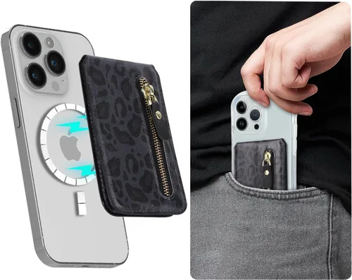 Vista 3 de Cavor Compatible con Magsafe Wallet, soporte ajustable, cartera magnética para iPhone 17/16 Pro Max/14 Pro/15/14 Plus/13/12, tarjetero Magsafe