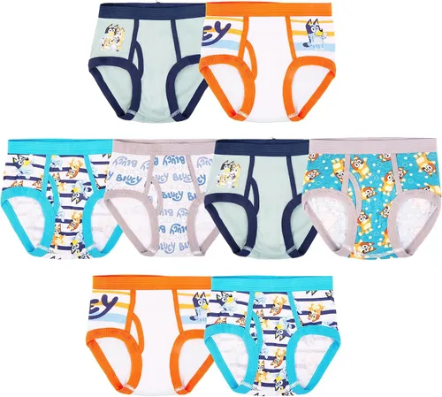 Vista 5 de Bluey Calzoncillos para niños de 100% Algodón Peinados, Tallas 18m, 2/3t, 4t, 4, 6 y 8 Paquete de 7 Bluey
