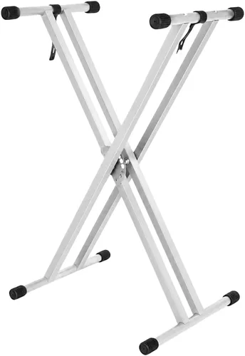 Vista 2 de Kadence NK13WH Touring Series - Soporte para teclado de 6.6 lbs de doble X Marco resistente y embrague de bloqueo seguro Diseño X de doble