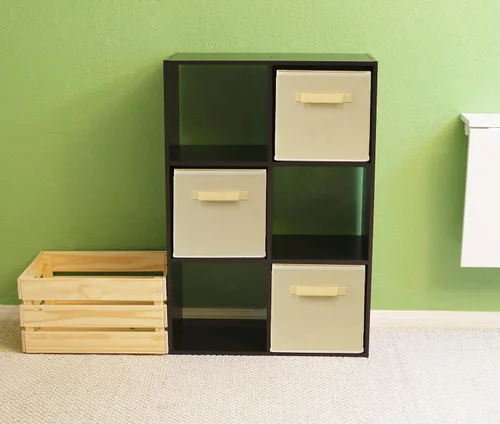Vista 6 de Simple Houseware Contenedores de almacenamiento plegables de 11 pulgadas, color beige, paquete de 6 cubos de tela organizadores para armario