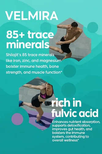 Vista 8 de Velmira. Shilajit Cápsulas de resina pura del Himalaya. 1000 mg, verificado en laboratorio, naturales para hombres y mujeres, más de 85 minerales