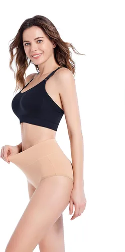 Vista 5 de Ropa interior para mujer, de cintura alta, de algodón, suave, elástica, transpirable, paquete de 5