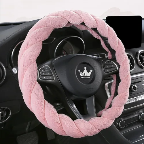 Vista 14 de HighnessHwoo Funda para volante de coche de felpa suave y lujosa de invierno para mujeres, accesorios automotrices cálidos y lindos para vehículos