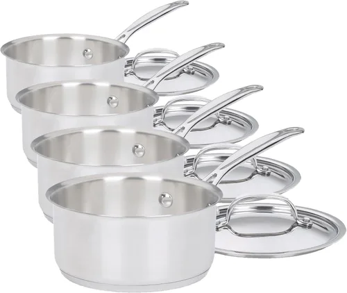 Vista 4 de Cuisinart Cacerola de 1 cuarto de galón con tapa, colección clásica de utensilios de cocina de acero inoxidable, 719-14
