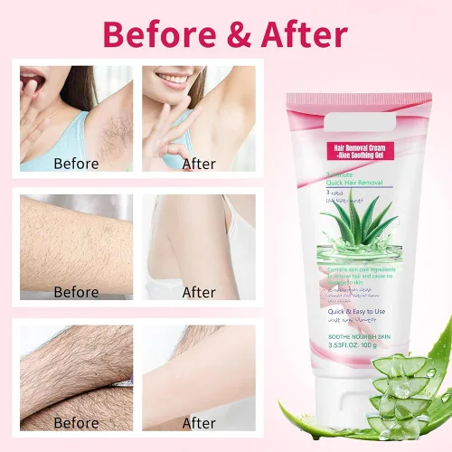 Vista 8 de Crema depilatoria para mujeres, crema depilatoria de aloe vera para áreas íntimas y áreas púbicas, depilación para cuerpo, piernas, brazos, axilas
