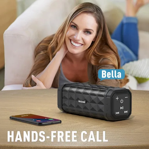 Vista 5 de BUGANI Altavoz Bluetooth M99 Bluetooth, mayor ruido, sonido estéreo, tiempo de reproducción de 24 horas, rango inalámbrico de 100 pies, IPX5