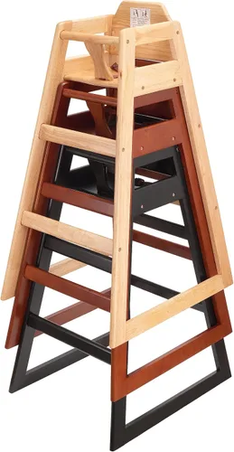 Vista 9 de Silla alta de madera para restaurante lista para montar, sillas altas para bebés, silla de alimentación duradera con escalones, sillas altas