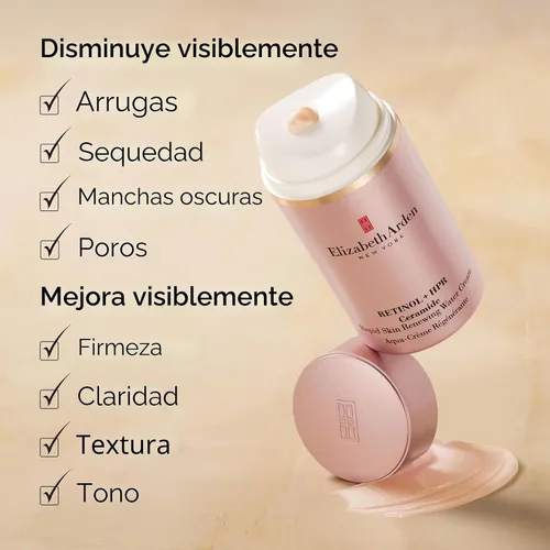 Vista 5 de Elizabeth Arden Retinol + HPR Ceramide Rapid Skin Renewing Water Cream Face Moisturizer, Anti-Aging Wrinkle Treatment, Niacinamide, Hyaluronic Acid
