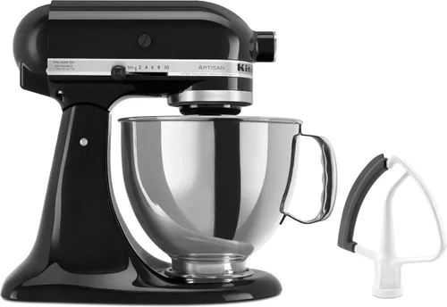 Vista 5 de KitchenAid Value Bundle Artisan Series - Batidora de pie inclinable de 5 cuartos de galón con batidor de borde flexible incluido, KSM150FEAQ, Aqua