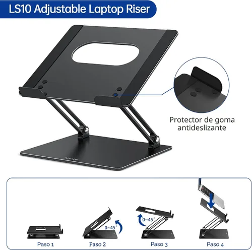 Vista 4 de BESIGN LS10 - Soporte de aluminio para laptop, ergonómico y ajustable, soporte para tableta y computadora, compatible con MacBook Air, Pro, Dell
