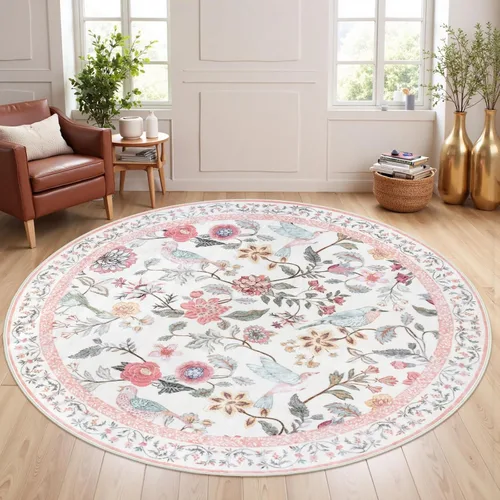 Vista 24 de Rugalia Alfombra de pasillo floral azul, alfombra lavable de 2 x 6 pies para pasillos, antideslizante, suave, de pelo bajo, con flores, pájaros, Rosa