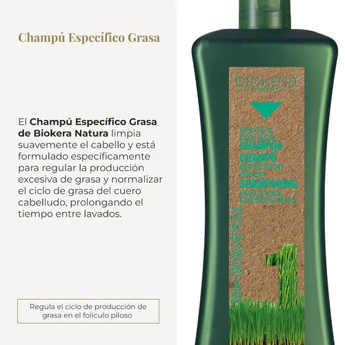 Vista 2 de Salerm Cosmetics Biokera Natura Champú Grasa Específica – 33.8 fl oz