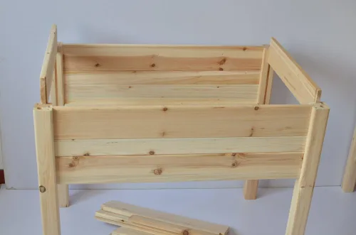 Vista 3 de Master Gardner - Cama de jardín elevada, resistente de 48 x 36 pulgadas, maceta elevada con estante de almacenamiento y marco de madera duradero
