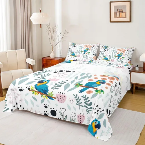 Vista 9 de Erosebridal Juego de sábanas de animales de la selva para niñas y niños, juego de sábanas de safari salvaje con diseño de elefante, oso, tigre