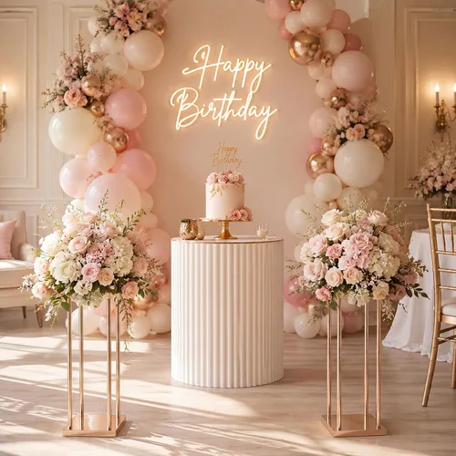 Vista 2 de Sziqiqi Jarrones de columna, centros de mesa de boda para mesas con platos, decoración de boda de 2 pies para ceremonia, moderno, rectangular