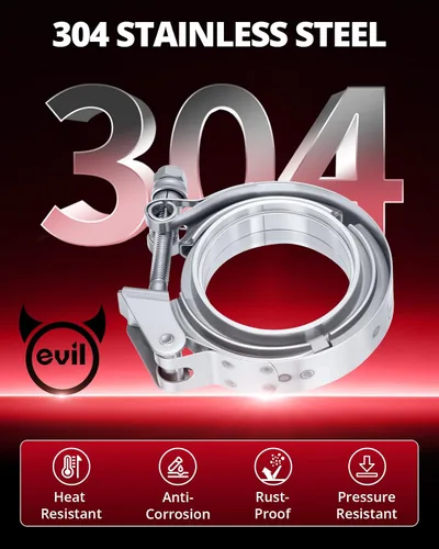 Vista 5 de EVIL ENERGY Abrazadera de banda en V de 2,5 pulgadas con brida macho hembra de acero inoxidable de liberación rápida