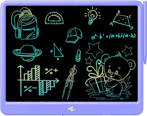 Vista 12 de FLUESTON Tableta de escritura LCD para niños, tablero de garabatos de 10 pulgadas, almohadilla de dibujo colorida para niños pequeños, juguetes Rosa