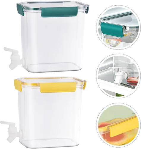 Vista 4 de Homoyoyo Dispensador de bebidas con espita para nevera, dispensador de bebidas de plástico, jarra de agua fría, contenedor de detergente para jugo