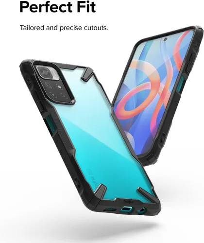 Vista 3 de Ringke Fusion-X - Funda compatible con Xiaomi Note 11T 5G / Poco M4 Pro 5G, parte trasera dura transparente, resistente, a prueba de golpes, TPU