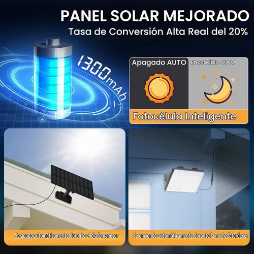 Vista 4 de LumiZen Luces solares para exteriores, control remoto, luces solares con sensor de movimiento con 3 modos, iluminación de inundación impermeable