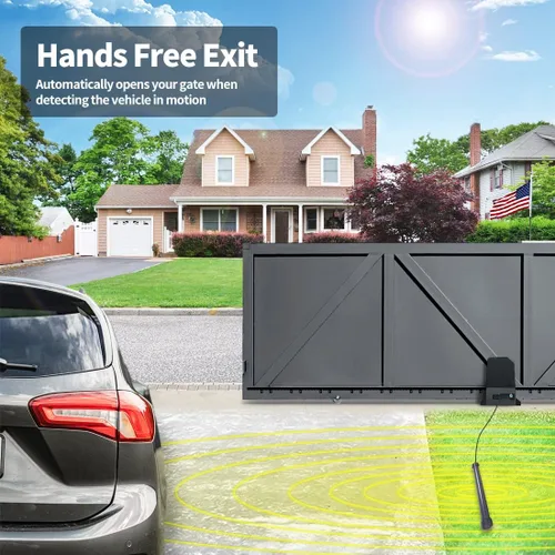 Vista 2 de TOPENS TEW3 Kit de sensor de salida de vehículo, con cable, vara de salida de puerta de entrada, detector de automóvil con ajuste de rango de cable