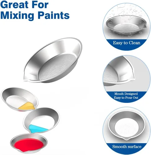 Vista 2 de DIYESMART 36 paletas de bandejas de pintura, 2 agitadores de pintura y 2 cuentagotas, ideales para mezclar pintura de aerógrafo, pintura