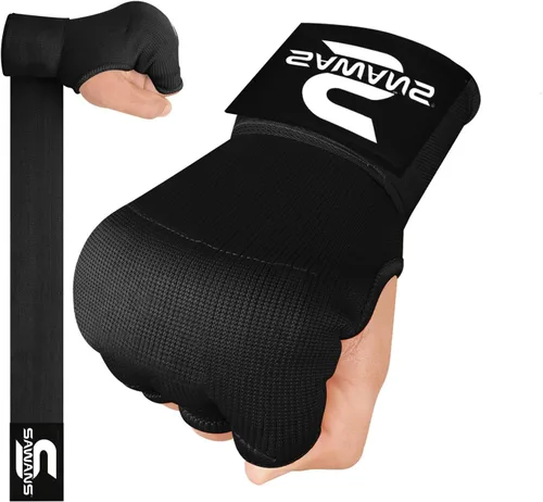 Vista 8 de SAWANS Guantes interiores de boxeo para protección de manos, correas largas elásticas, acolchadas para artes marciales, guantes de combate