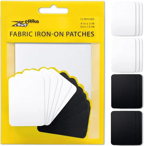 Vista 14 de ZEFFFKA Parches termoadhesivos de mezclilla para interior y exterior, pegamento más fuerte, 100% algodón, kit de decoración de reparación en blanco