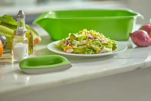 Vista 6 de Juego de picador de ensalada con cuchillo Mezzaluna y bandeja para picar (bandeja de kk+))