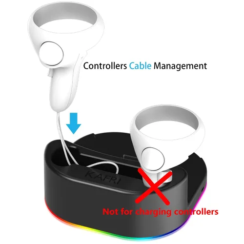 Vista 5 de Charging Dock for Meta Oculus Quest 3Quest 2, VR Headset Charging Stand and Controller Holder with RGB Lights, Charger Station Accessories