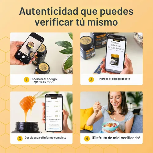 Vista 4 de Miel de Manuka de Nueva Zelanda pura 100% certificada MGO 50+ Miel natural cruda sin pasteurizar Totalmente rastreable, sin OMG, libre