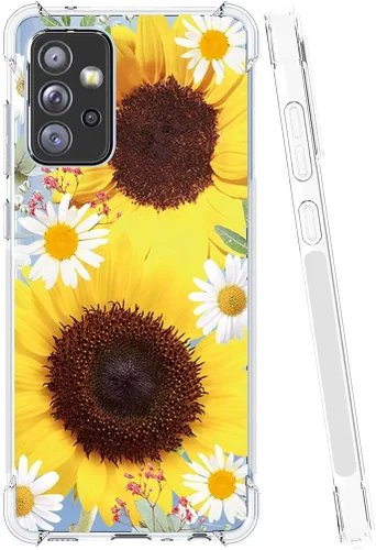 Vista 2 de Funda de teléfono para Galaxy A52 4G, Samsung A52 5G funda para niñas y mujeres, delgada, a prueba de golpes, patrón floral, suave, flexible, funda