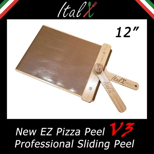 Vista 2 de ITALX EZ Pizza Peel 12 V3 (tamaño real de 11.89 pulgadas) – Pelela profesional de pizza autolanzable – Peel deslizante