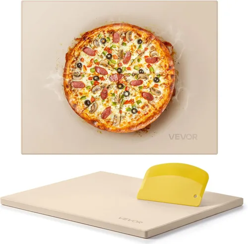 Vista 11 de VEVOR Piedra para Pizza, Piedra Redonda para Pizza de 15 pulgadas, Piedra para Hornear de Cordierita Grande de 0.67 pulgadas con Pala de Metal