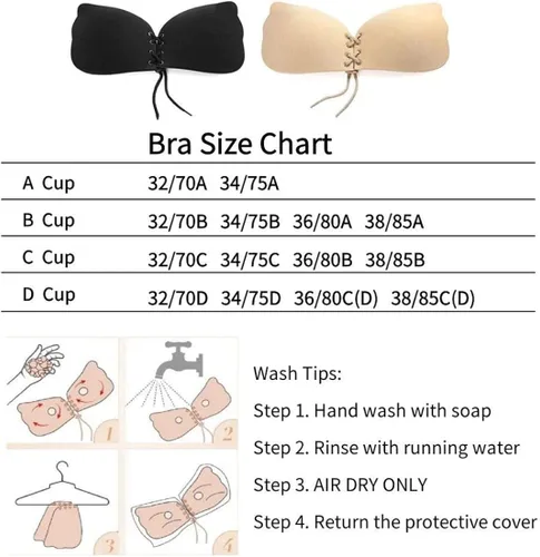 Vista 6 de Brasier adhesivo, sin tirantes, sin espalda, con realce invisible, 2 pares, negrobeige, NegroBeige